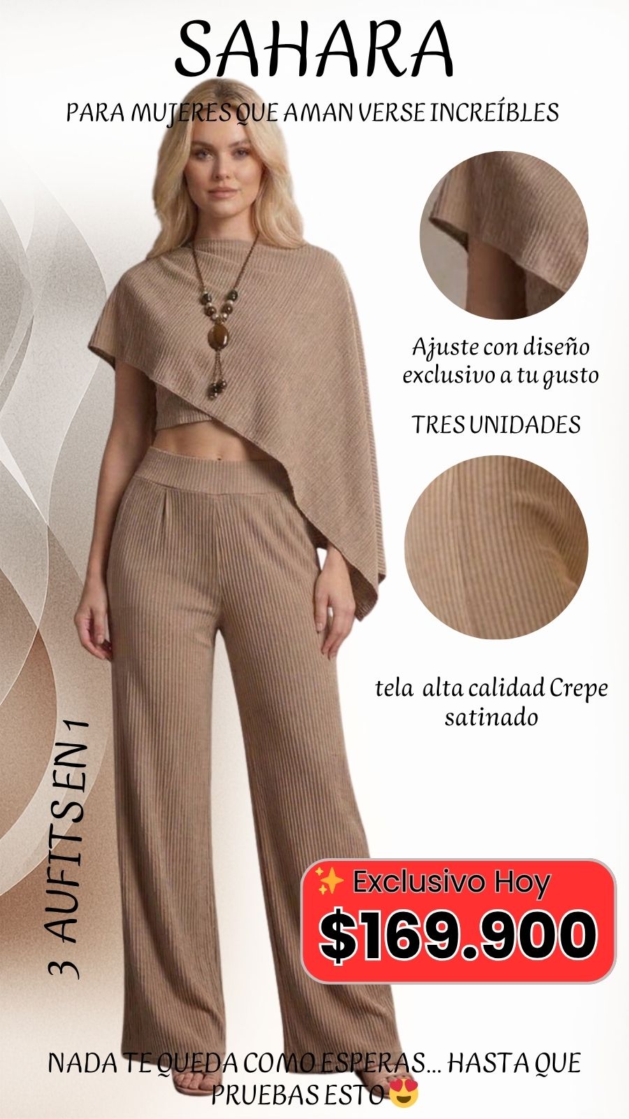 Conjunto Ruana top y pantalón SAHARA