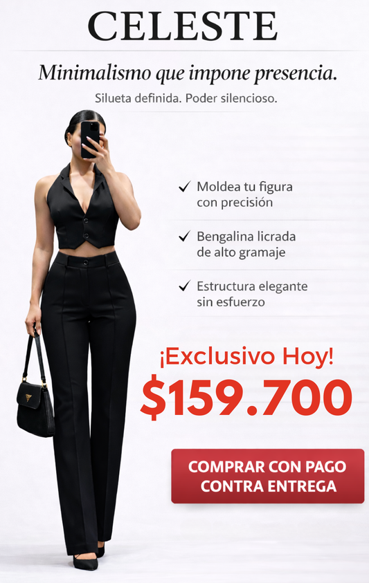 Conjunto chaleco  y pantalón  CELESTE