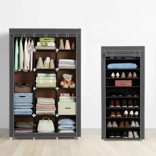 Combo Armario 3 cuerpos + zapatero tela